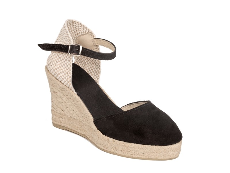 Alpargata cuña alta de serraje con pulsera mujer
