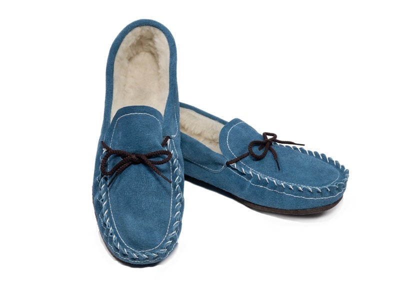 Babucha mocasín de serraje forrado y con suela mujer Babucha mocasín de serraje forrado y con suela mujer