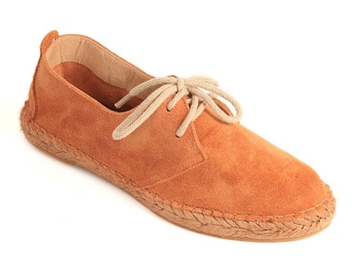 Alpargata plana Blucher de serraje para mujer (Mod.37)