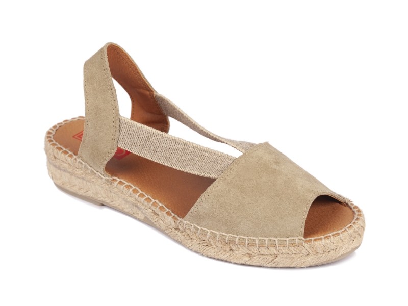 Alpargata ANIA cuña baja de serraje con elásticos mujer